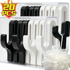 20Pcs No Drill Shower Hooks for 6mm Glass Door Hanger Towel Rack Squeegee Holder Hanging Organizer Waterproof Robe Hook Bathroom Tool
