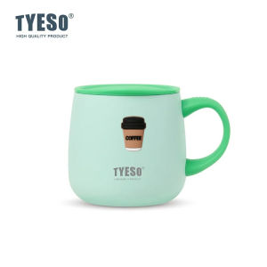 TYESO | TYESO 355ml With Coffee Stick Vacuum Insulated Mug with Ceramic Coating Inner One-Handed Open Lid Coffee Cup for Hot Cold Drinks