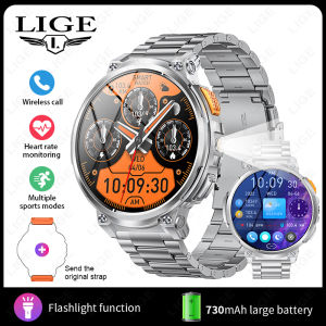 LIGE | LIGE K66 Smart Watch Men Flashlight Bluetooth Call 1.85inch 128MB Memory 730mAh Large Battery LED Light Outdoor Sport Smartwatch