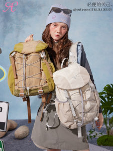 กระเป๋าเป้สะพายหลังเดินป่าแบบลำลองสำหรับผู้หญิง ความจุขนาดใหญ่ กระเป๋าเดินทางสำหรับนักเรียน วัสดุโพลีเอสเตอร์ กระเป๋าใส่หนังสือ กระเป๋าใส่ของกลางแจ้ง