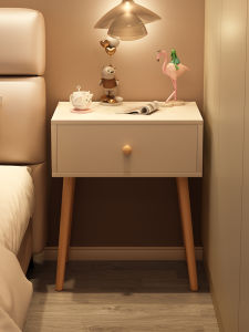 AILEFANTE | Minimalist Small Nightstand with Storage and Creamy Design