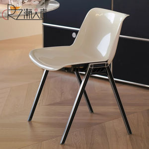 Modern Simple North European Style Home Use Plastic Dining Chair Office Desk Chair Comfortable Long Sitting Backrest Stool