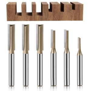 6mm Shank Tungsten Carbide Straight Router Bit - Single/Double Flute for CNC Woodworking & Trimming