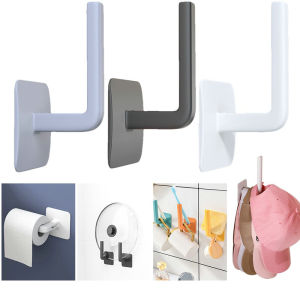 ที่วางแก้ว ม้วนกระดาษชำระแบบไม่เจาะ รูที่ตะขอแขวนติดผนังเองรูปตัว L ตะขอที่สร้างสรรค์ประตูห้องครัวแบบติดผนังอเนกประสงค์