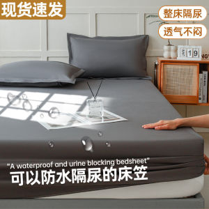 Pure Color Washed Cotton Fitted Sheet Waterproof to Prevent Leakage of Urine Three-Piece Bedspread Simmons Mattress Cover Bed One-Piece Fully Surrounded