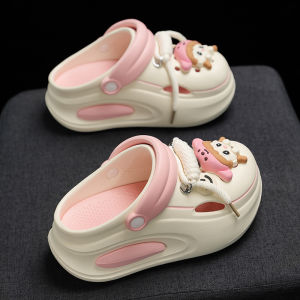 Womens Thick Bottom Sandals 2024 Summer Outdoor Wear EVA Flat Bottom Slip-On Shoes Heightening Beach Slippers for Girls