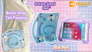 Casing Tempered Samsung Tab A7 Lite BONUS Tali Lanyard Stylus Softcase With Pencil Slot Rotate Cover Samsung Tab A7 Lite 2021 8.7 inch T220 T225 Soft Case Kesing Putar Anak Karakter Kartun Lucu Pochacco Silikon A7 Lite Warna Biru Ungu Girls Case