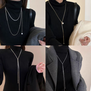 2024 New Simple Slide Long Titanium Steel Sweatshirt Chain Necklace Clothes Accessory Trendy Small Audience Design