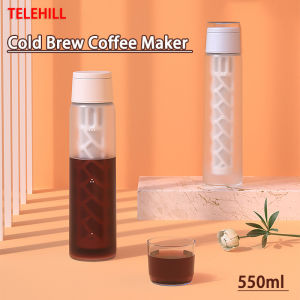 550ml Portable Cold Brew Coffee Maker Cold Extract Coffee Pot Espresso Maker Frosted Glass Bottle Iced Coffee Filter Tea Maker Barista Tools for Making Cold Brew Coffee Iced Tea Brewing Loose Leaves Fruit Tea Fruit Juice Cold Soaking Pot