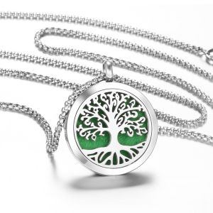 New Trendy Tree Of Life Stainless Steel Diffuser Necklace Essential Oil Perfume Lockets Pendant Spiral Open Aromatherapy Jewelry