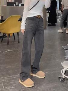 High Waist Straight Leg Slimming Denim Jeans Retro Grey Narrow Version Wide Leg Pants Autumn Trendy Womens Premium Jeans