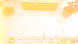 NAKAMI  10 Pcs Coffee set Cangkir motif Golden Emerald Green Keramik Tatak Teh Kopi Mewah / cup and saucer with special gift box / hadiah