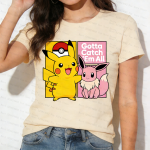 Pokemon Pikachu Eevee T-shirt Womens Shirts Summer Casual Short Sleeve Tee Gotta Catch Em Top Kawaii Graphic Tees Streetwear