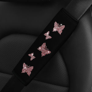 1 Glitter pink Butterfly blingling fabric automotive supplies Seat belt shoulder cover comfortable anti-tightening safety belt