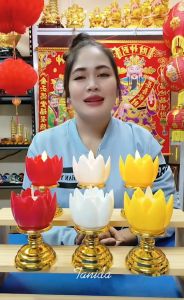 *(ราคาคู่)*โคมไฟศาลเจ้าดอกบัวโคมไฟพลาสติก สีสวย งานทนทาน T 79