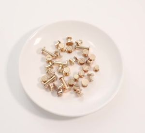 5sets/lot KC Gold Metal Double Cap Screws Nails Studs Rivets For DIY Binding Book Photo Leather Craft Belt Bags Luggage Fastener