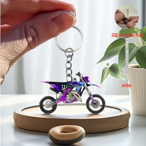 1 mens motorcycle keychain -2D flat acrylic keyring motorcycle design car keychain backpack decoratio  Halloween gifts