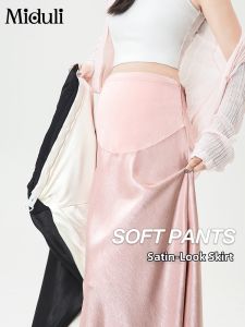 MIDULI | Pregnant Woman Light Summer Satin Aesthetic Petite Skirt
