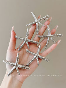 Silver Metal Starfish Hair Clip Womens Korean Style Side Duckbill Clip Sweet Cool Girls Hair Accessory for Fringes