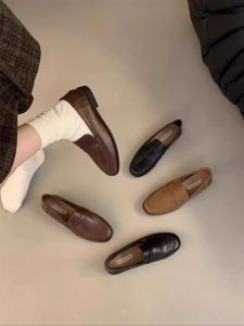Giày Lười Đế Phẳng Đế Mềm Phong Cách Hàn Quốc Cho Nữ Mùa Xuân Thu Phong Cách Anh Giản Dị Cổ Điển Giày Đơn Một Bước