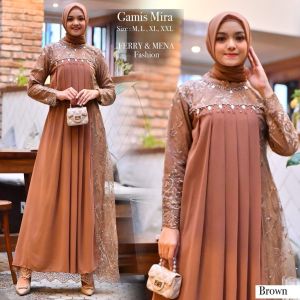Koleksi Baju Pasangan Tunangan Kondangan Jumbo Dress Brukat Remaja Modern Gamis Pesta Mewah Mira