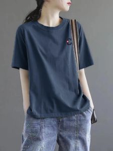 Pure Cotton Short Sleeve T-Shirt Womens Spring Summer Inner Wear Loose Base Shirt Simple Top Comfortable Breathable Summer Tee