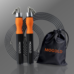MOGOLD Metal Wire Jump Rope – Black Non-slip Handles High-quality & Durable Professional Fitness & Weight Loss Rope