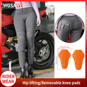 WOSAWE | WOSAWE Women Motorcycle Pants High Waist High Stretchy Butt Lifting Pants With Kneepads Fitness Pants Honey Peach Hip Leggings