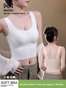 Miiow | Wireless Vest Style Cat Woman Underwear Integrated Thin Nylon Spandex Summer Fashion Body Shaping Bra For Women Short Length