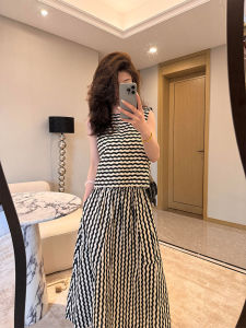 YUFUQING | French Hepburn Style Striped Sleeveless Vest Set Womens High Waist Midi Skirt Two-Piece Summer Outfit Casual Loose Fit A-Line Skirt