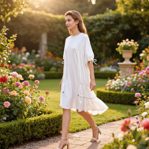 Adjustable Drawstring Casual Loose Solid Color Dress