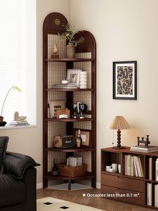 ZHISHANYUAN | Vintage Rattan Corner Storage Cabinet