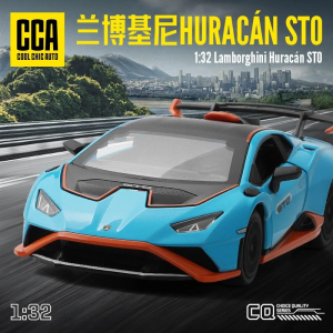 CCA Officially Licensed 1:32 Scale Lamborghini Huracan STO Diecast Alloy Model Car with Sound Light and Pull-Back Action for Kids and Adults