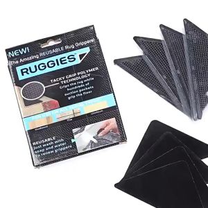 Rug Carpet Grippers Triangle Rubber Mat Sticker Reusable Non Slip Silicone Washable Grips Home Bath Room Corners Pads