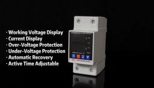 63A 230V Din Rail Adjustable Over Under Voltage Protector Device Protector Relay Over Current Protector Adjustable Voltage Current Protection LCD Digital Display Power Consumption Watt-Hour Meter Automati