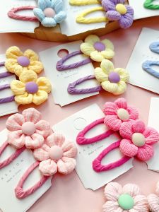 Sweet Pink Flower Childrens Hair Clips Side Bangs BB Clips Girls Hair Accessories Non-damaging Hairpins for Little Girls
