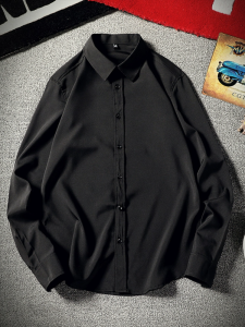 Pure Color Business Casual Long Sleeve Shirt Mens Workplace Mens Fat Shirt plus Size XL Mens Spring and Autumn Easiest for Match