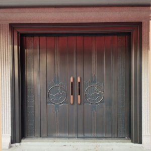 AODENG | Intelligent Bi-Swing Zinc Alloy Imitation Bronze Main Entrance Door