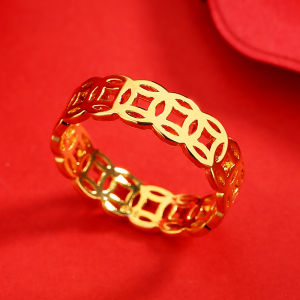 Lucky transfer copper coin ring simple fashion index finger hollow ring