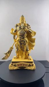 เทพเจ้ากวนอูปางปราบมาร งานเรซินทรายสีทอง ส่งเสริมด้านการต่อสู้แข่งขันชิงชัย ท่าทางองอาจ สง่างาม เปี่ยมด้วยบารมี