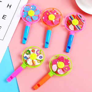 12Pcs 6.5x12.5cm Plastic Color Whistle Pinwheel Game Kids Birthday Party Gifts Back to School Gifts Pinata Filler Giveaway Toys