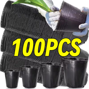 100Pcs Màu Đen Nursery túi trồng chậu nhựa Hạt Giống Bắt đầu Cây Giống Container Dinh Dưỡng Ngoài Trời Vườn hộp rau củ Cắt