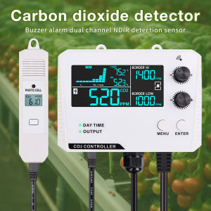 CO2 Controller Carbon dioxide controller EU/US plug Dual/Single Channel Smart CO2 Controller NDIR CO2 Sensor Day Night Carbon Dioxide Detector For Greenhouse Hydroponic