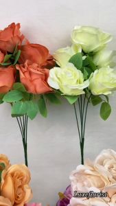 BUNGA MAWAR ROSE PLASTIK GARDENIA CABANG 5 PREMIUM Besar (1 PCS) - BUNGA MAWAR JEPANG DEKORASI MURAH ARTIFICIAL