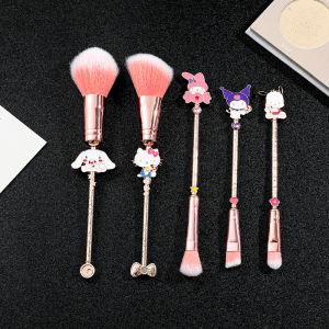 ชุดแปรงแต่งหน้าโลหะ 5 ชิ้น ลายซานริโอ้ คุโรมิ สำหรับปัดแก้ม ตา รองพื้น เครื่องสำอาง ของขวัญคริสต์มาสสำหรับแฟนสาว