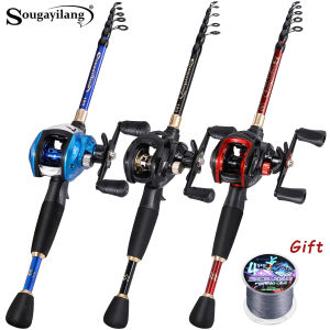 Sougayilang Fishing Set with Carbon Fiber Rod 7.2:1Powerful Fishing Reel and One Fishing Line as a Gift Professional Fishing Set
