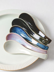 Tuobeiyunainai Japanese Retro Style Spoon Household Creative Spoon Meal Spoon Spoon Tableware Porridge Spoon Spoon Spoon Ceramic Spoon Spoon