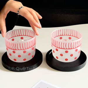 แก้วน้ำแก้วนิ่มทนความร้อนสีแดงลายจุด แก้วกาแฟลาเต้ แก้วน้ำผลไม้ แก้วเย็น แก้วน้ำดื่มแบบตรง แก้วน้ำดื่มแบบเรียบง่าย