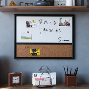 Xijing Wooden Frame Combination 45*60 Corkboard Magnetic White-Board Hanging Message Board Creative Drawing Board Writing Board Drawing Pin