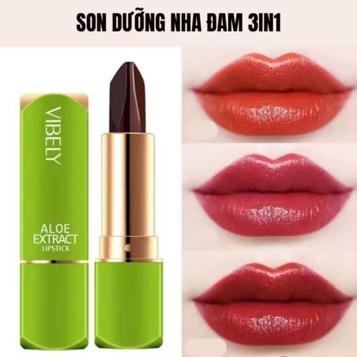 Son dưỡng môi nha đam VIBELY 3 in1 dưỡng ẩm, lâu trôi, khử thâm môi, son dưỡng môi 3 trong 1